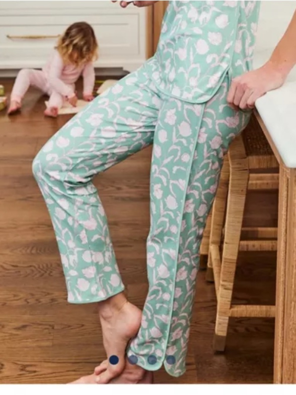Mint Floral Print Women’s Pajama Pants by LAKE | XSmall